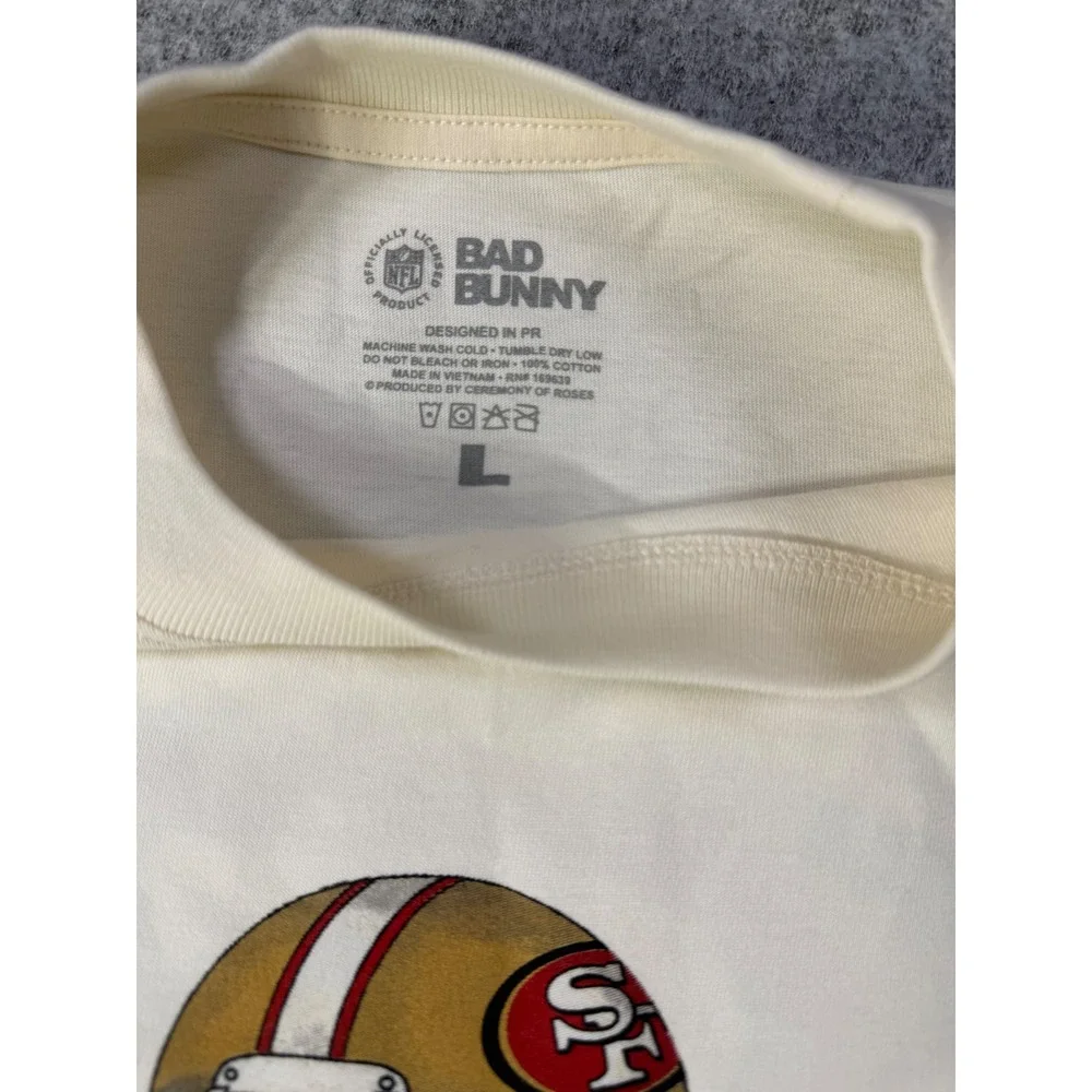 Bad Bunny x NFL San Francisco 49ers Cream Graphic T-Shirt Mens Large Limited - Picture 3 of 7
